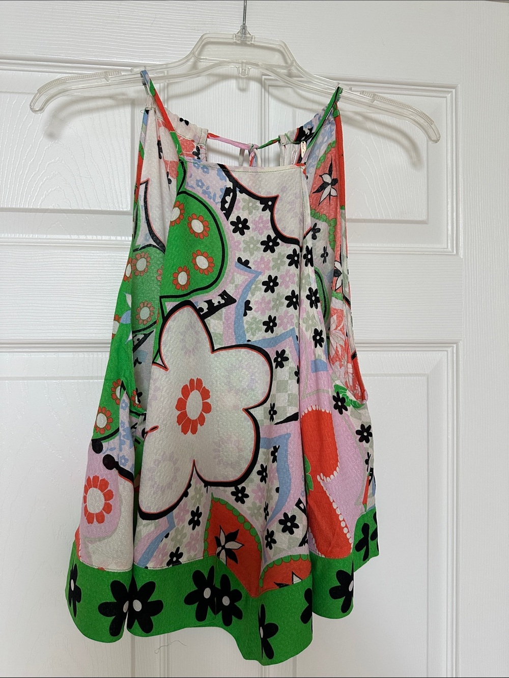 Free People Green, Coral & White Floral Sleeveless Tank